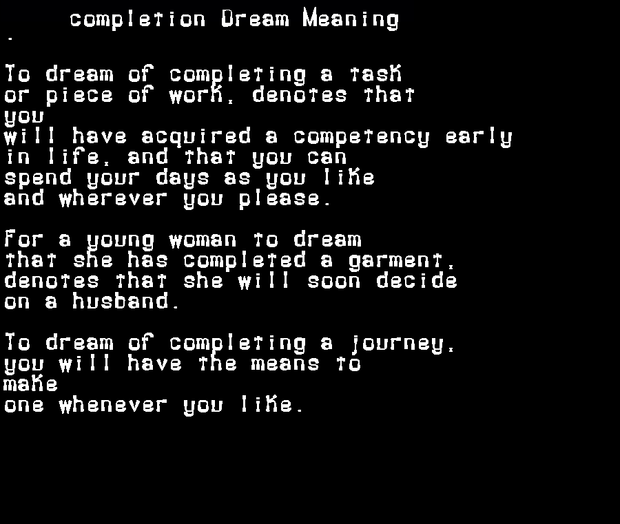  dream meanings completion