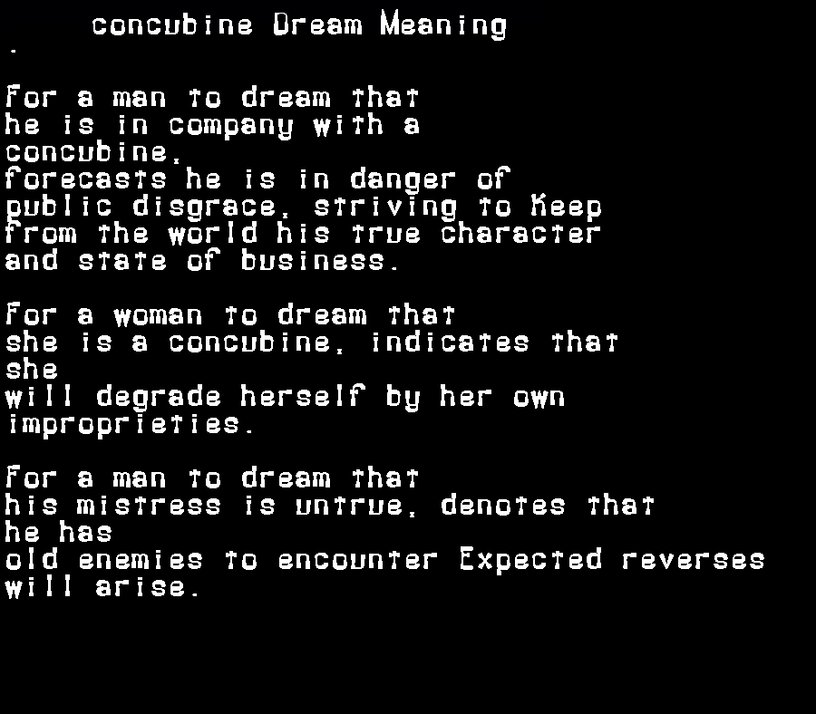  dream meanings concubine