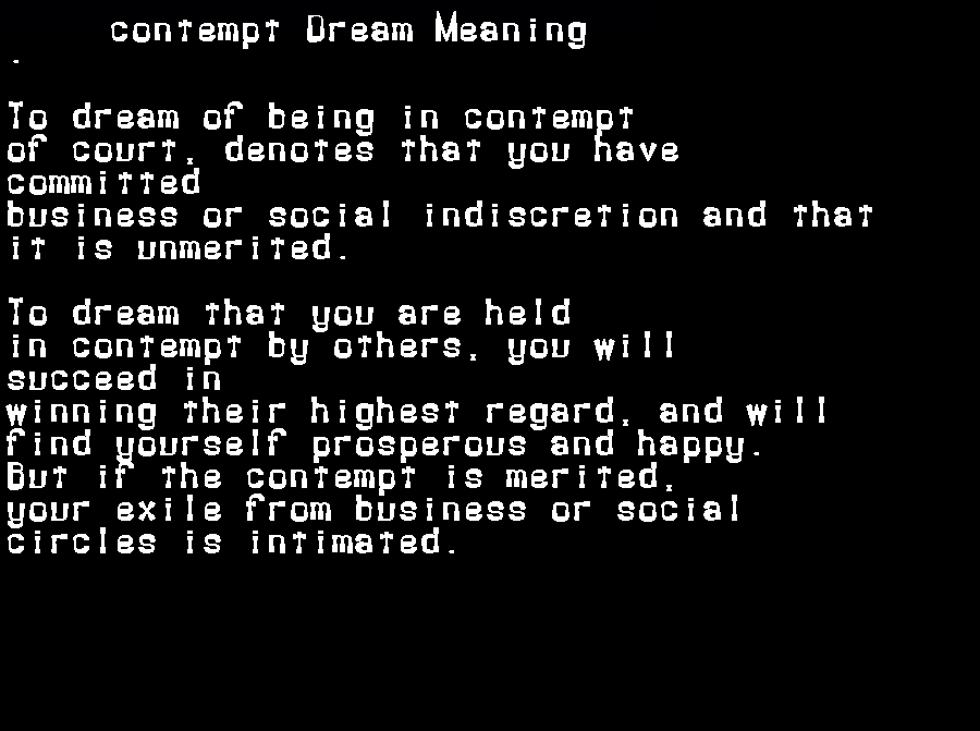  dream meanings contempt