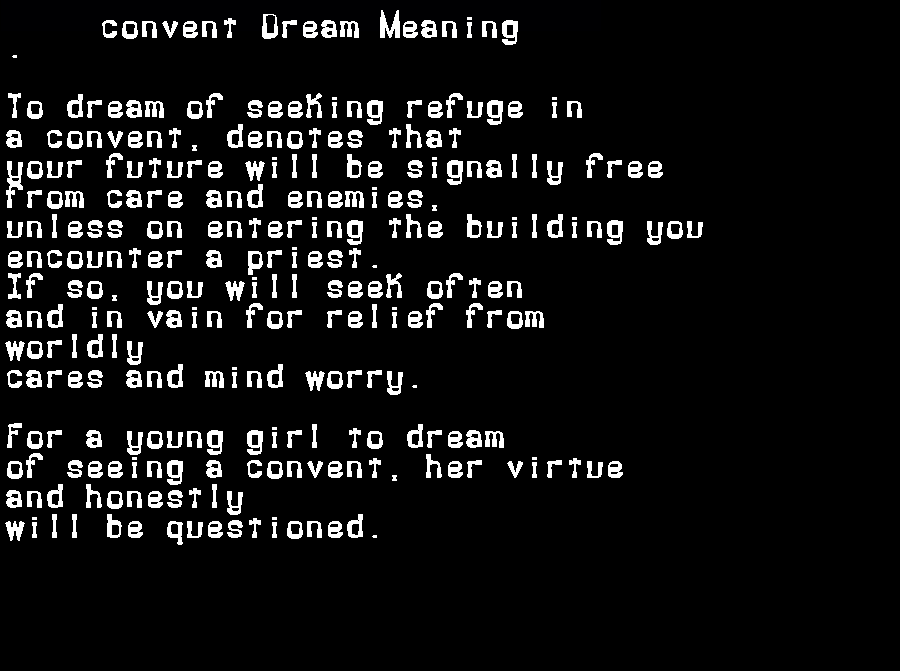  dream meanings convent
