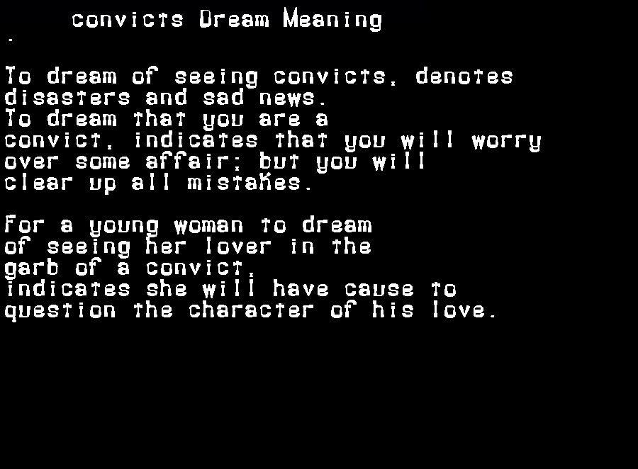  dream meanings convicts