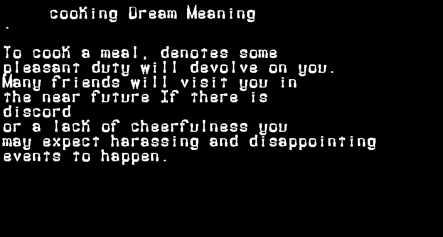  dream meanings cooking