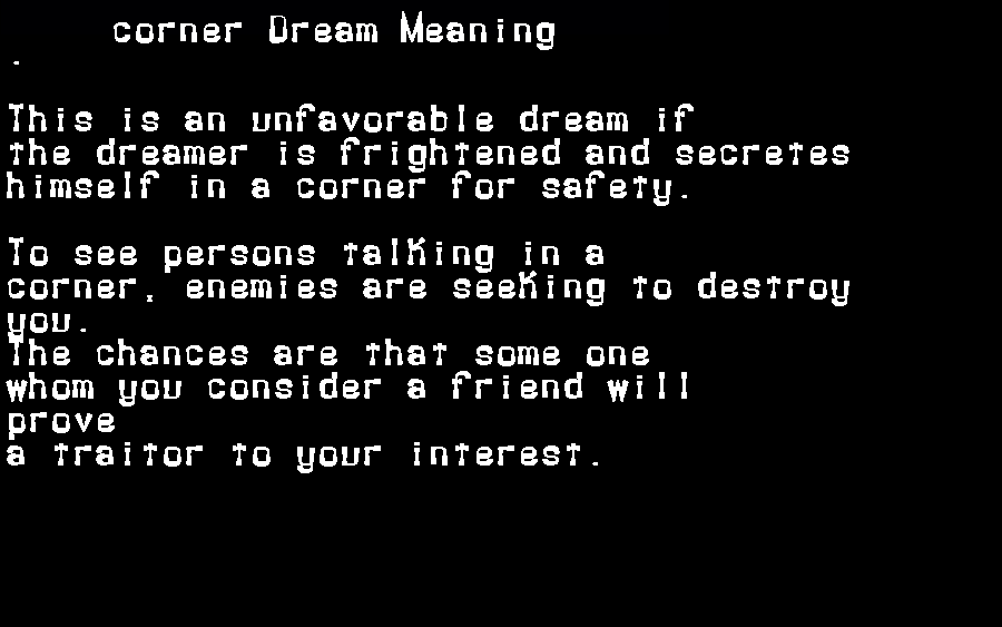  dream meanings corner