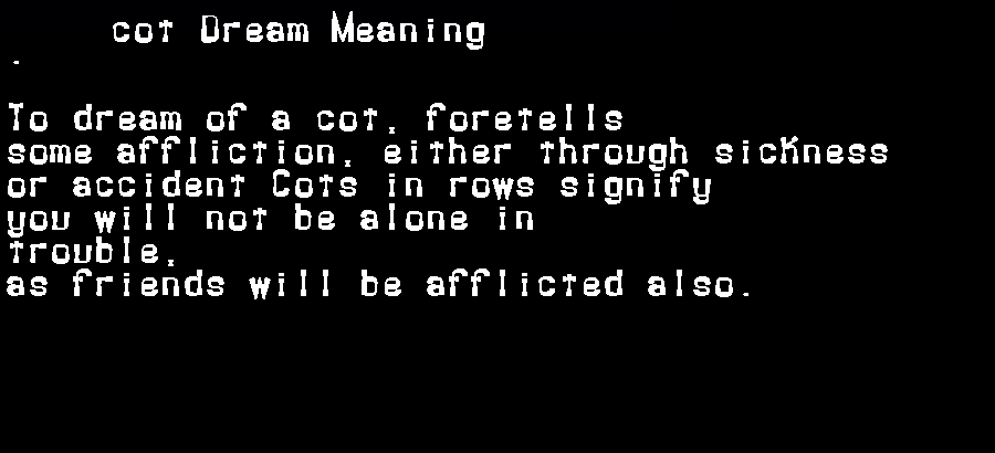  dream meanings cot