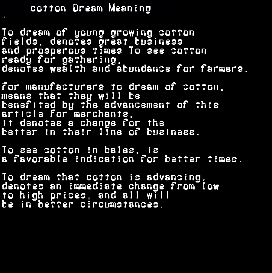  dream meanings cotton