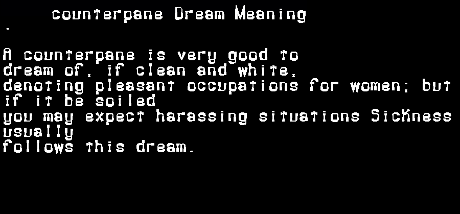  dream meanings counterpane
