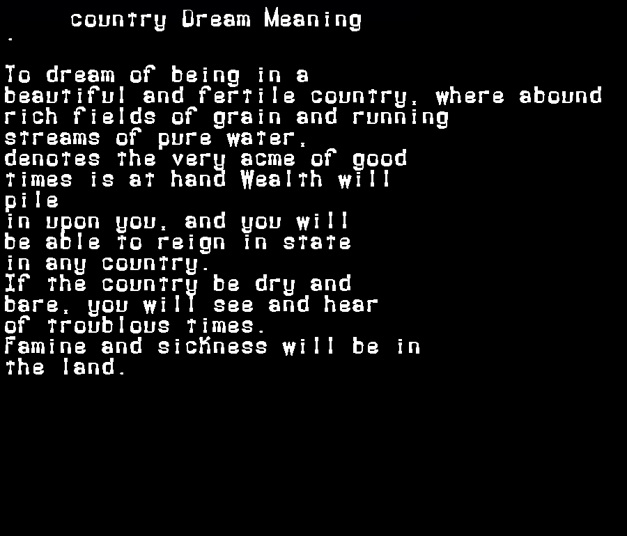  dream meanings country