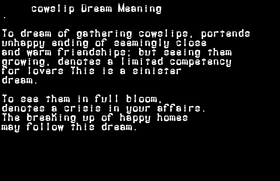  dream meanings cowslip