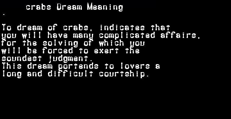  dream meanings crabs