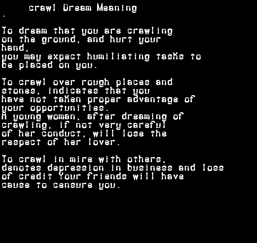  dream meanings crawl