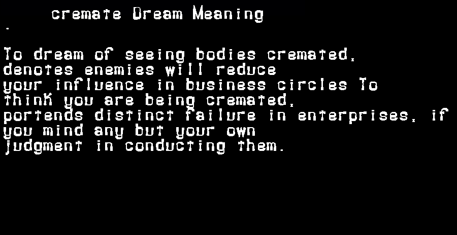  dream meanings cremate