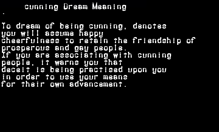  dream meanings cunning