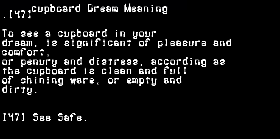  dream meanings cupboard