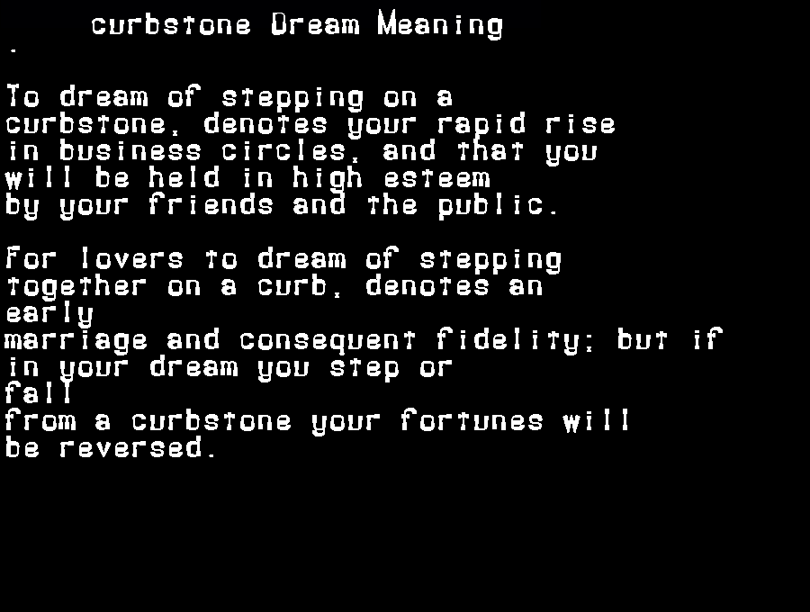  dream meanings curbstone