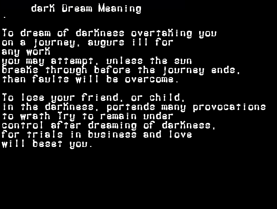  dream meanings dark