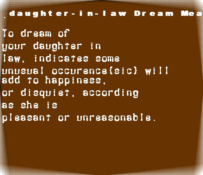  dream meanings daughter-in-law