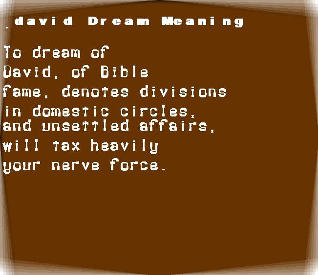  dream meanings david