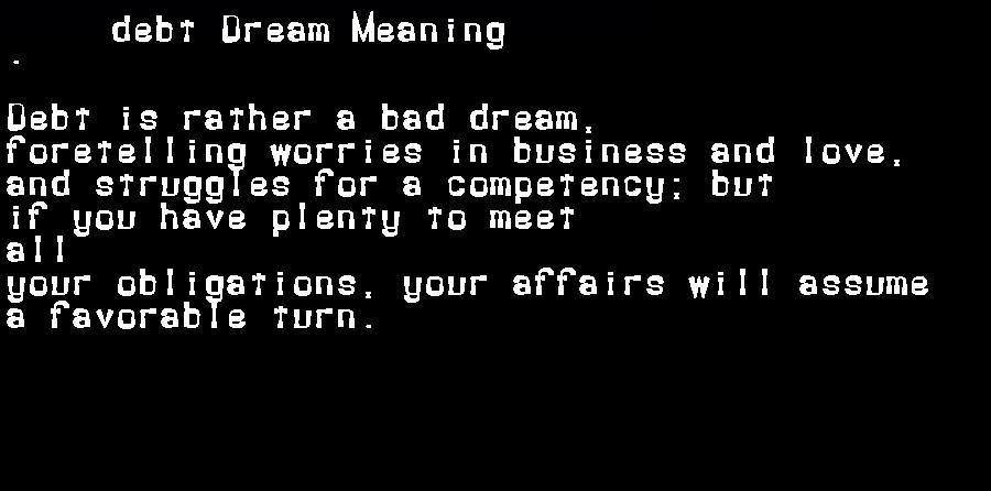  dream meanings debt