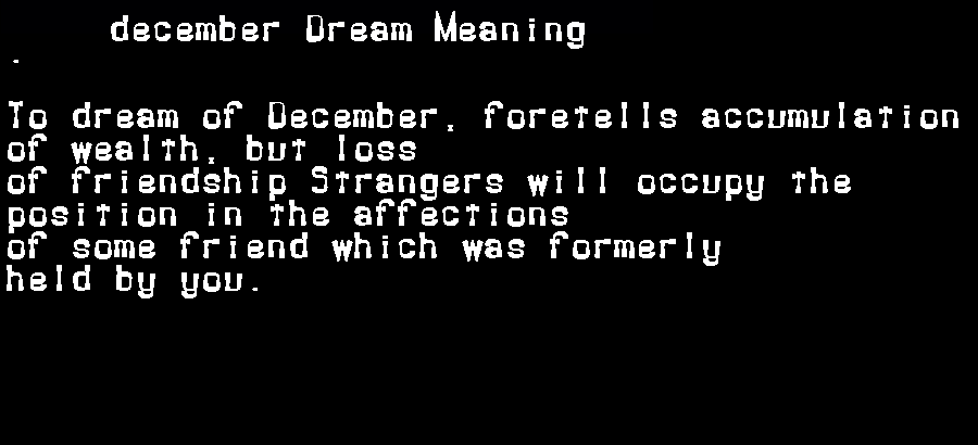  dream meanings december