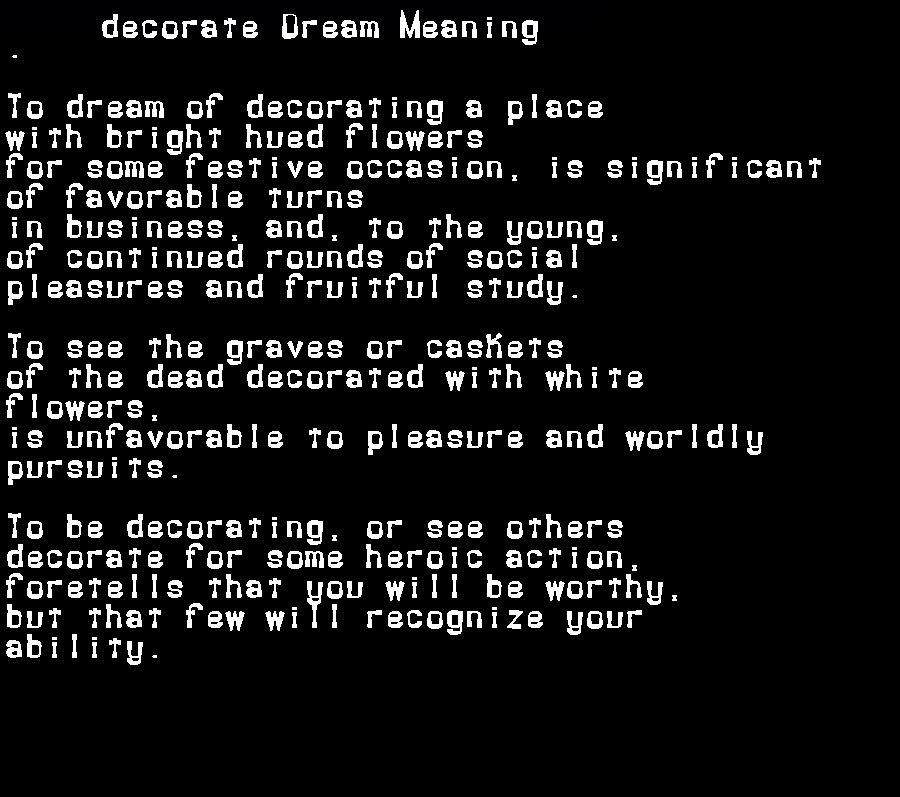  dream meanings decorate