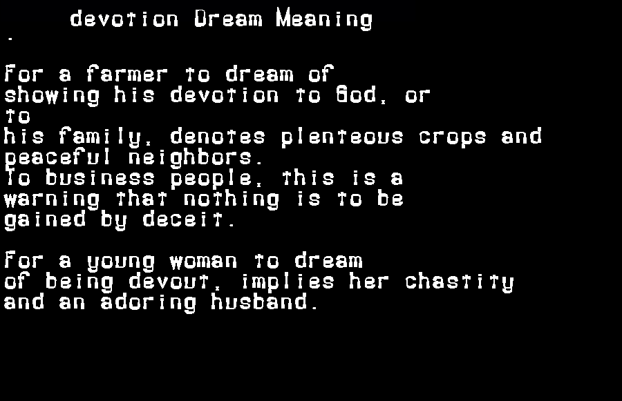  dream meanings devotion