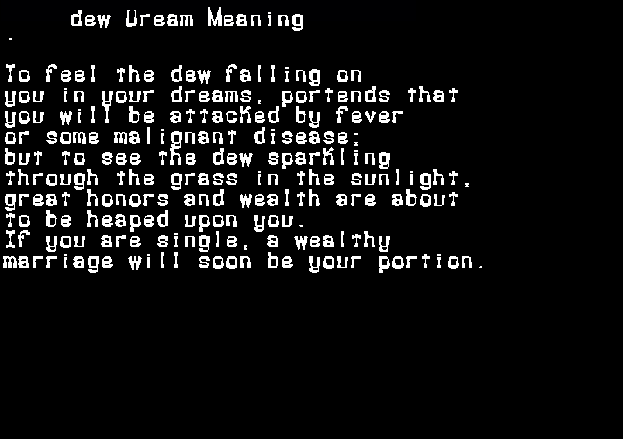  dream meanings dew