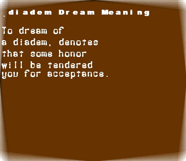  dream meanings diadem