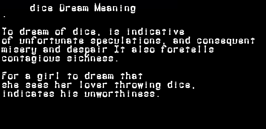  dream meanings dice