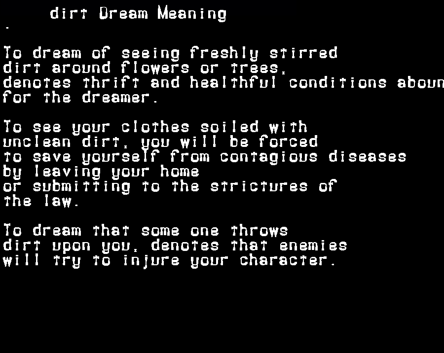  dream meanings dirt