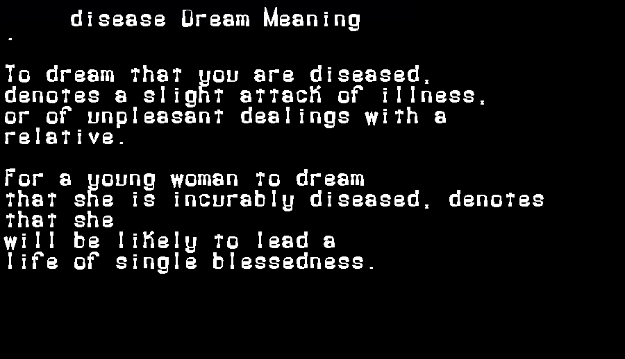  dream meanings disease