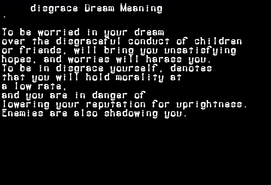  dream meanings disgrace