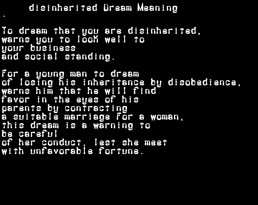  dream meanings disinherited