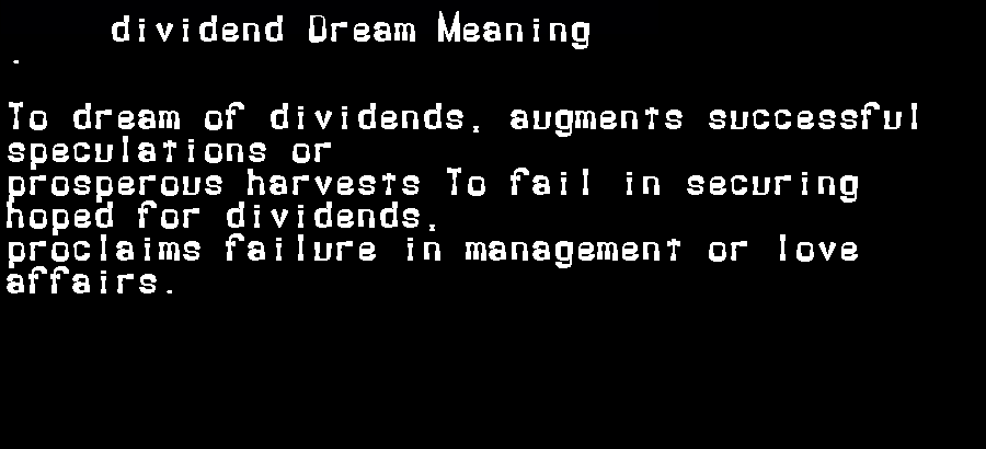  dream meanings dividend