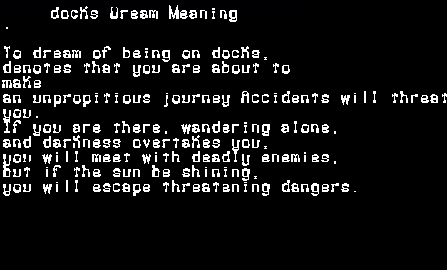  dream meanings docks