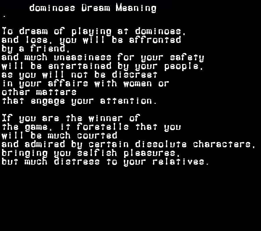  dream meanings dominoes