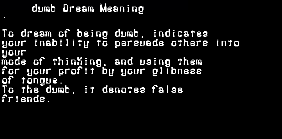  dream meanings dumb