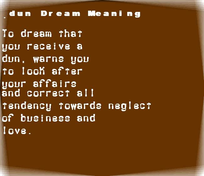  dream meanings dun