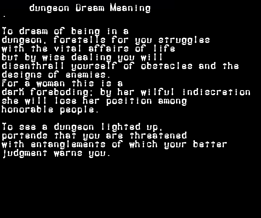  dream meanings dungeon