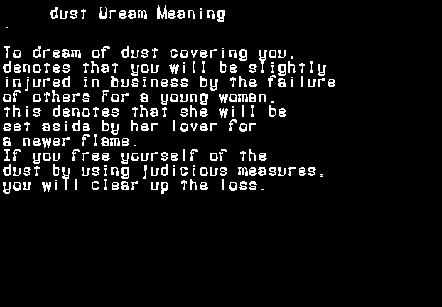  dream meanings dust