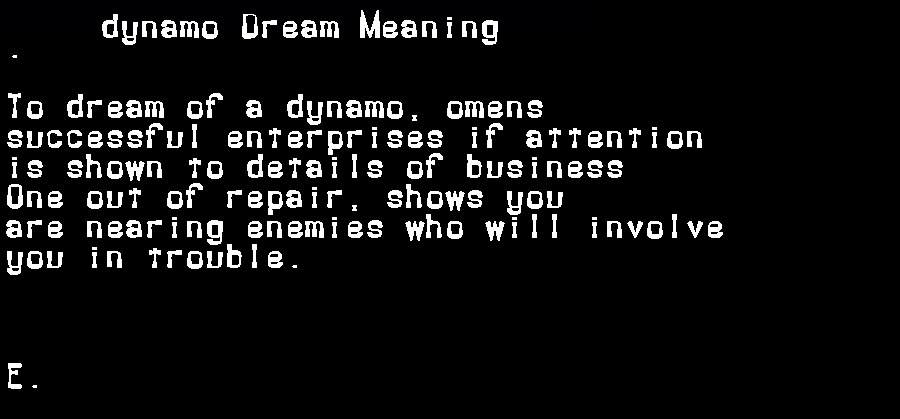  dream meanings dynamo