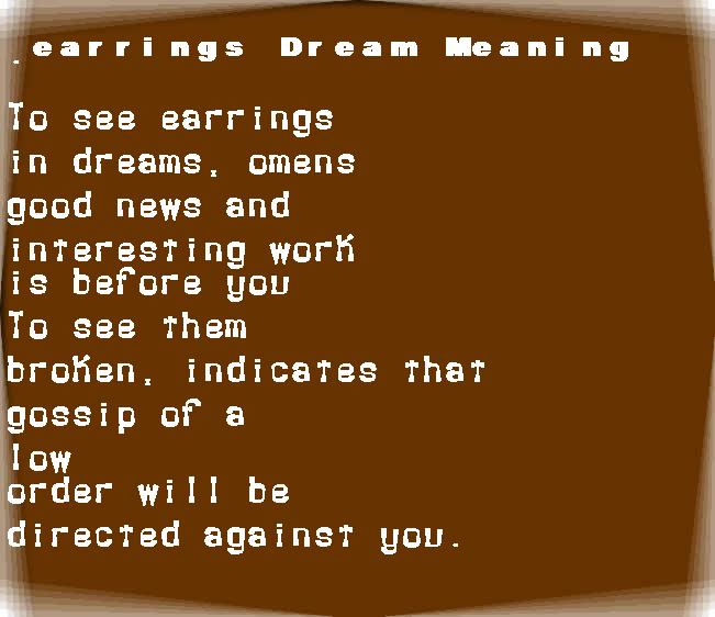  dream meanings earrings