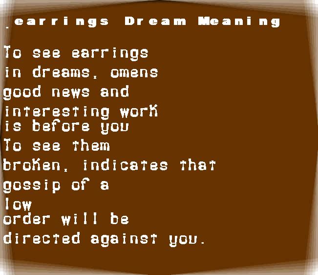  dream meanings earrings