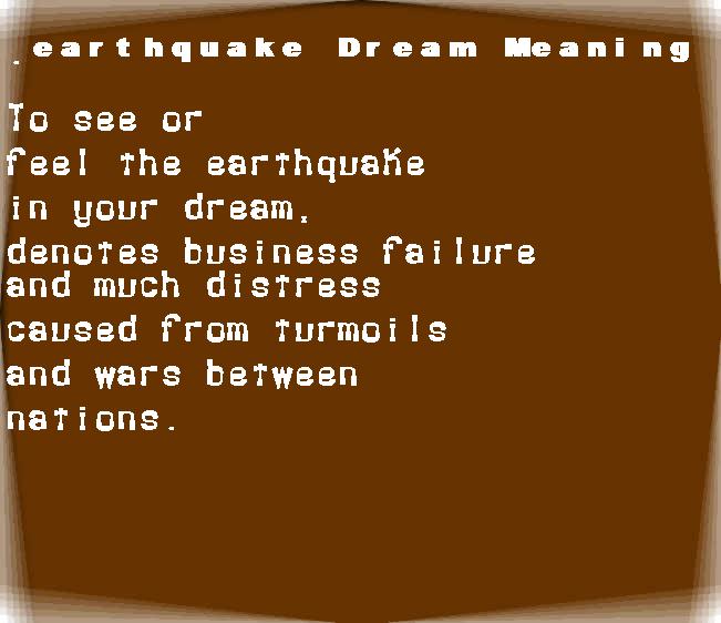  dream meanings earthquake