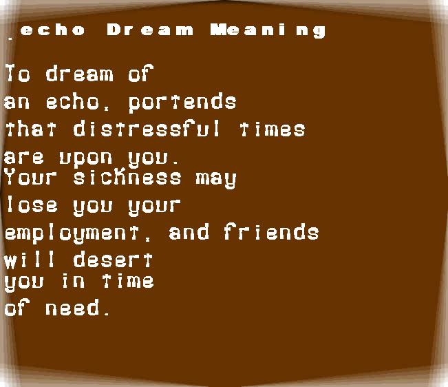  dream meanings echo