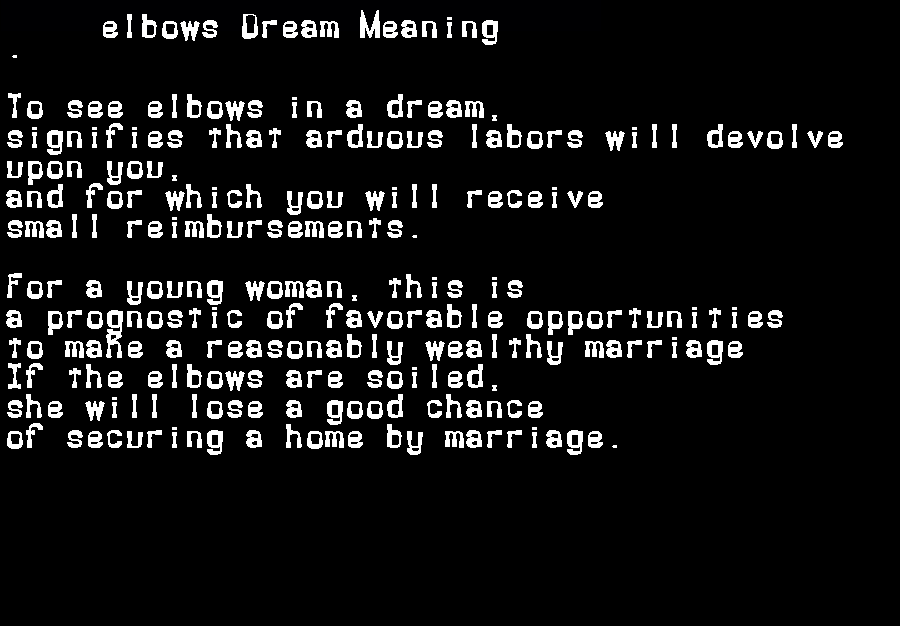  dream meanings elbows