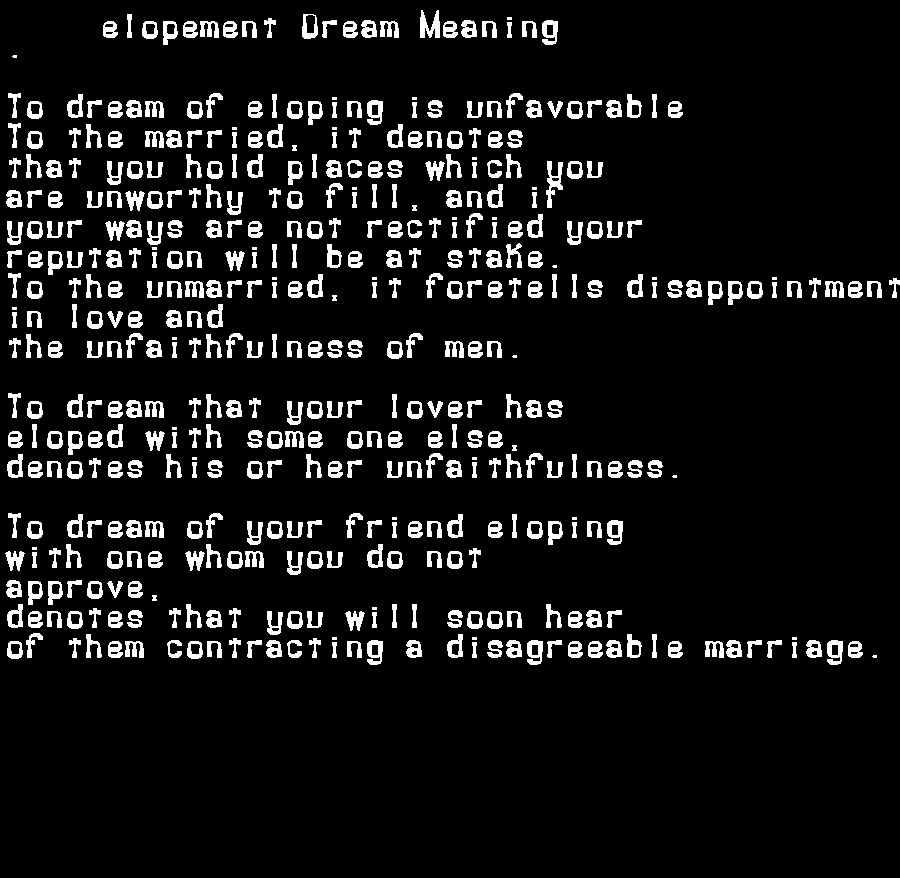  dream meanings elopement