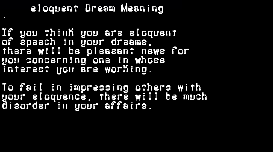 dream meanings eloquent
