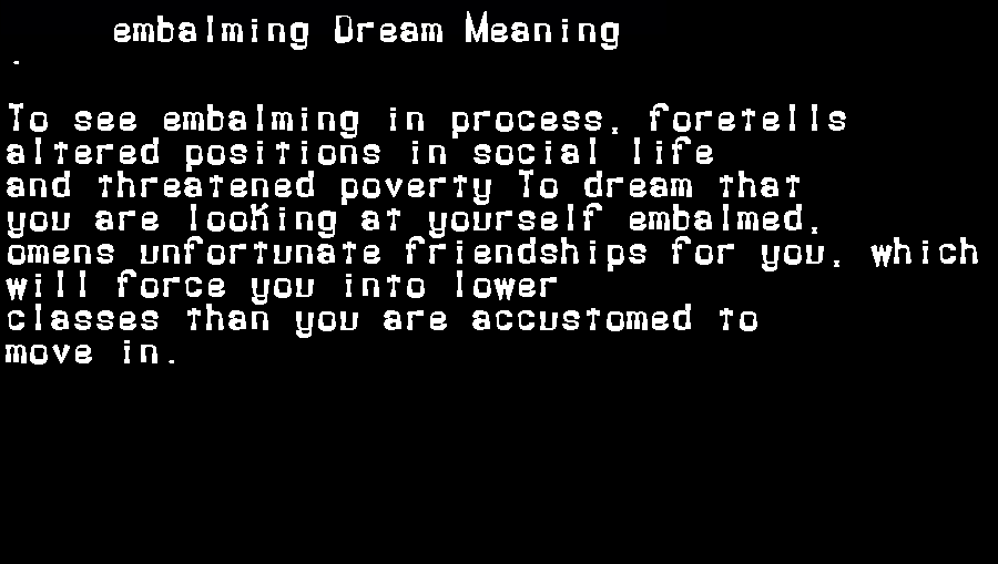  dream meanings embalming