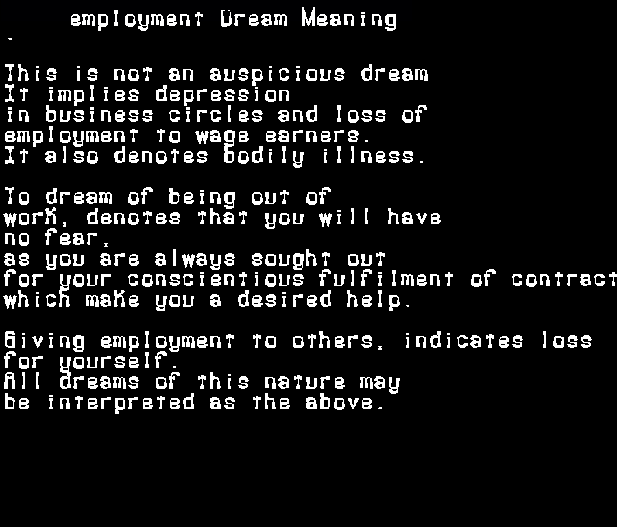  dream meanings employment