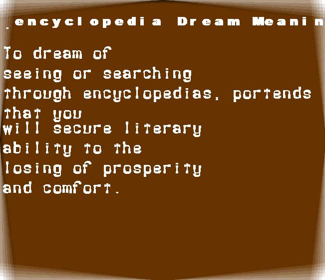  dream meanings encyclopedia